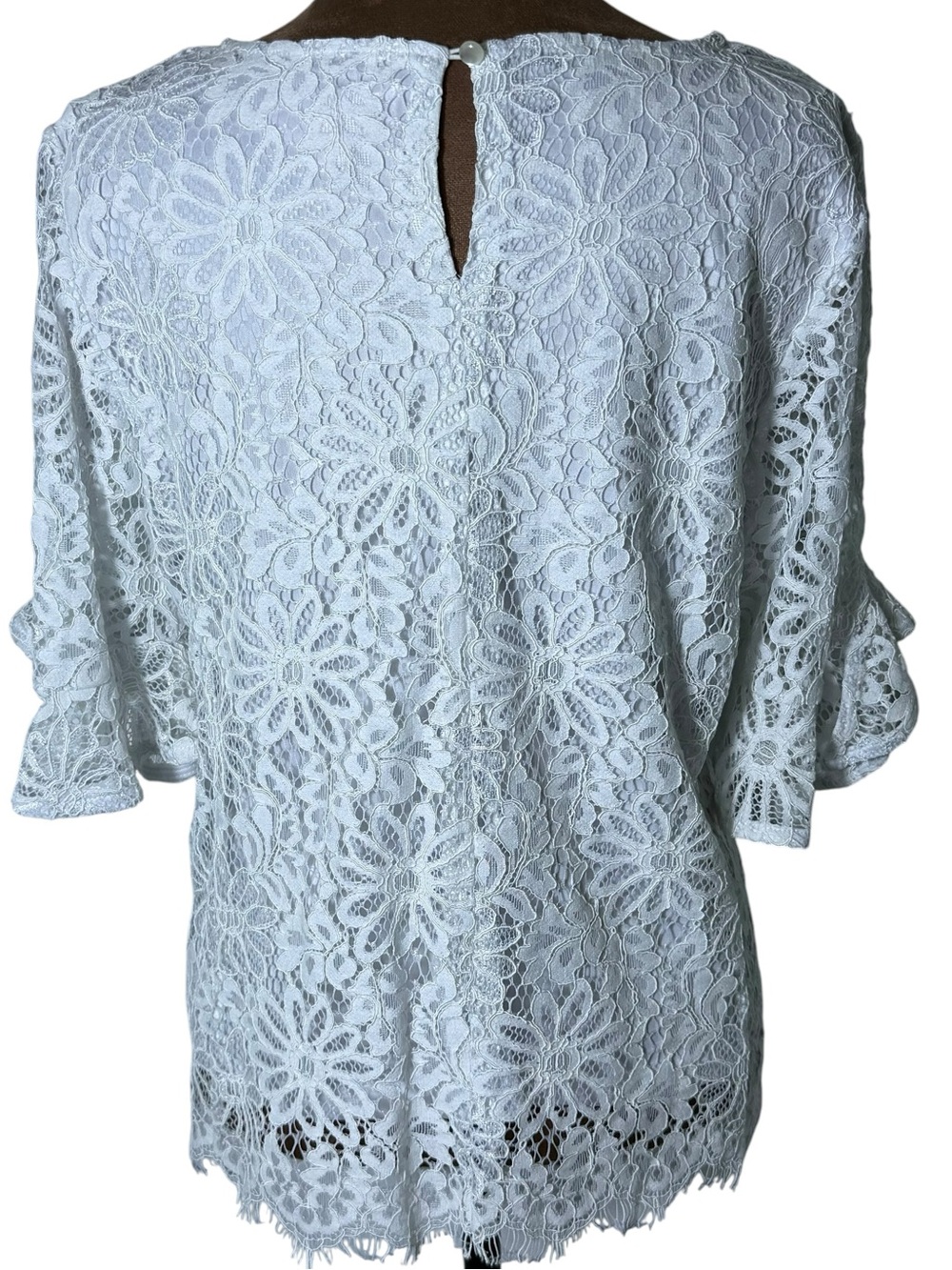 Nanette Lepore White Lace Bell Sleeve Blouse Romantic Boho Crochet Top S - Picture 4 of 10